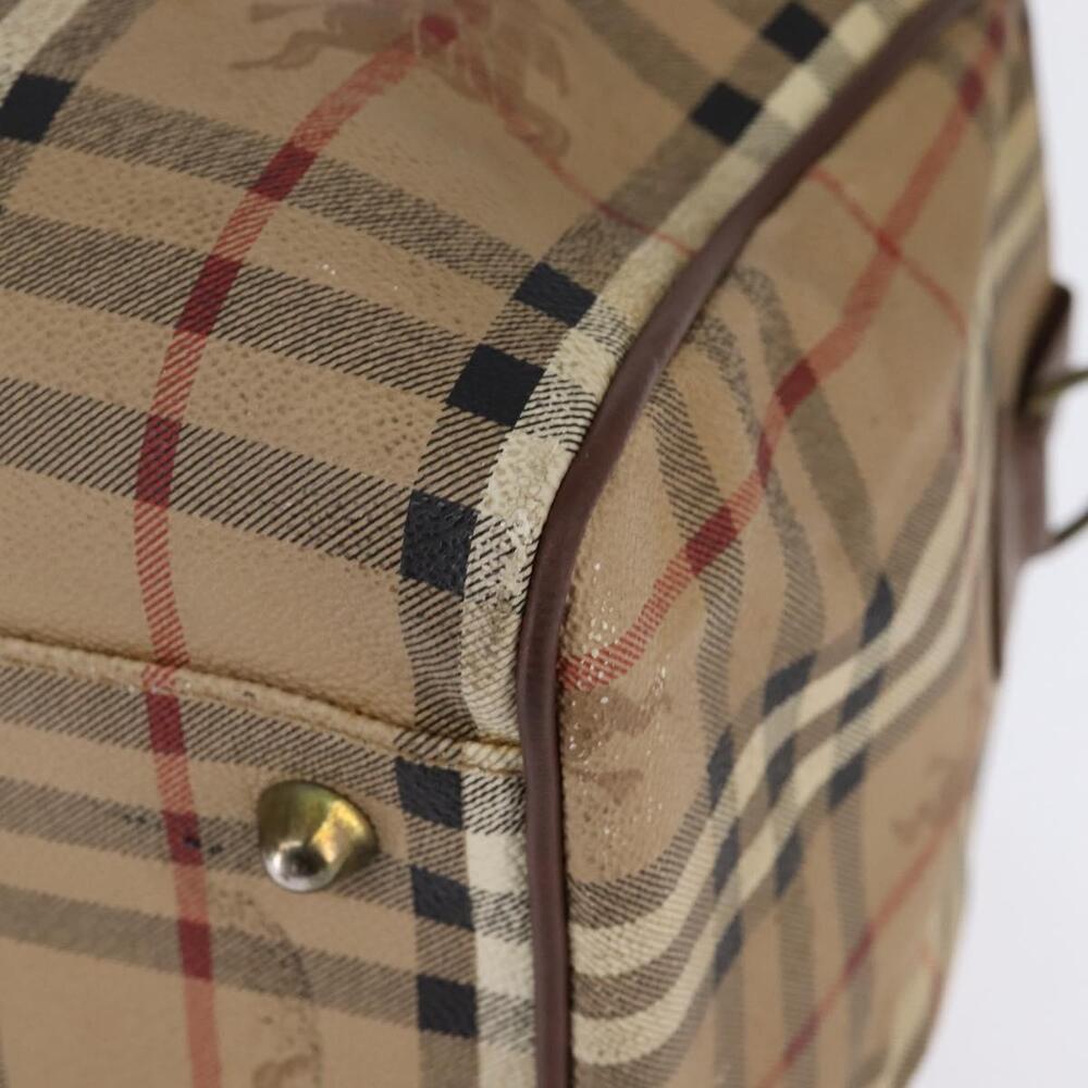 Burberrys Nova Check Boston Bag PVC Beige Gold Auth gh919 - Picture 14 of 16